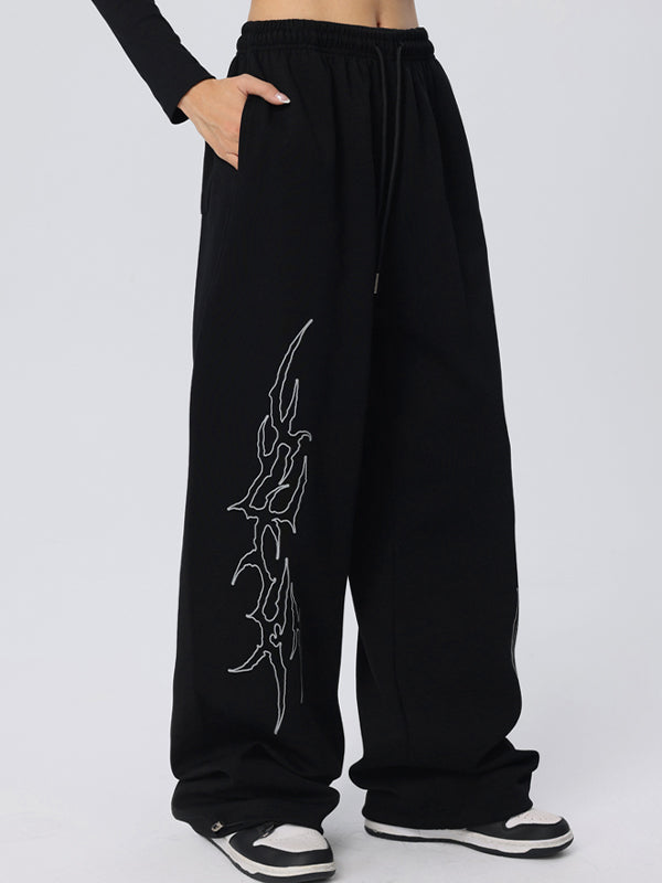 Vintage Print Loose Sweatpants