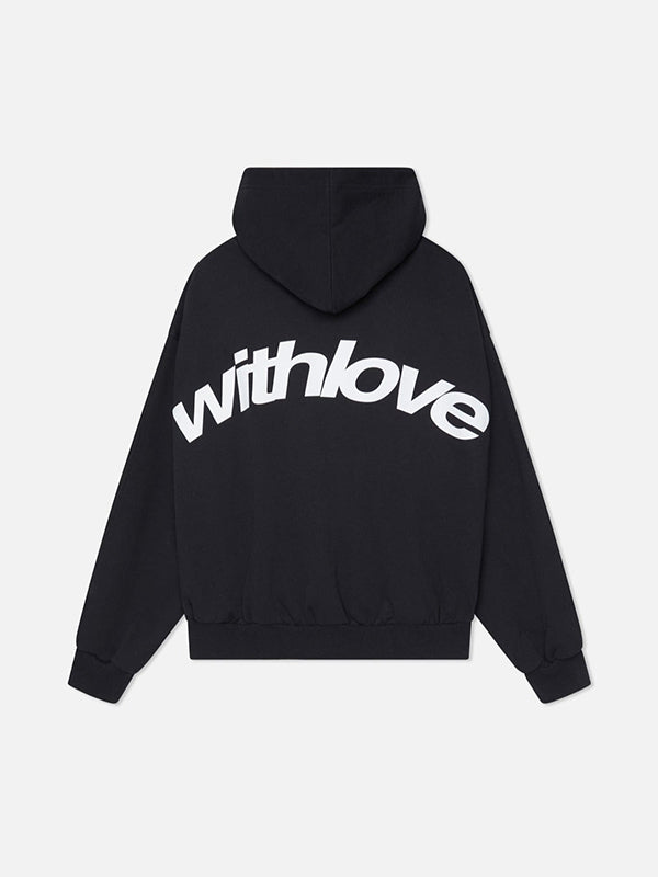 Lettering print loose hoodie