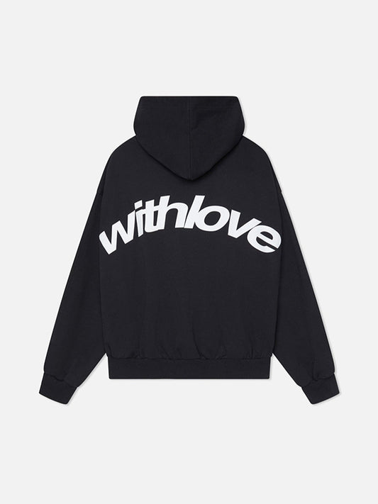 Lettering print loose hoodie