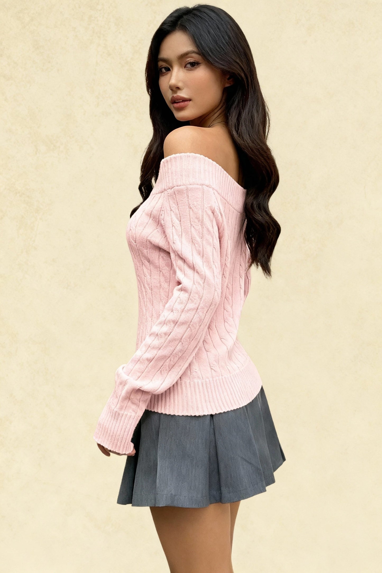 Edgy Long-Sleeve Knit Sweater