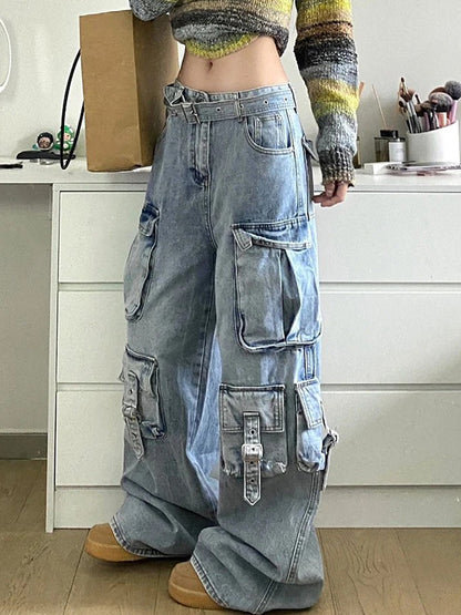 Vintage Multi-Pocket Cargo Jeans