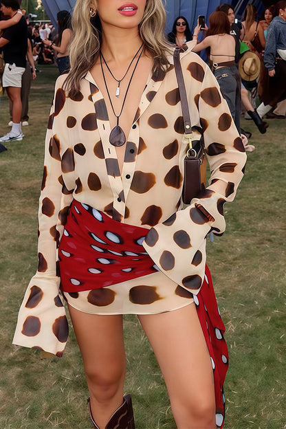 Mirage Bell-Sleeve Festival Wrap Mini Dress