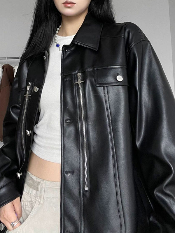 American Retro Pu Leather Jacket