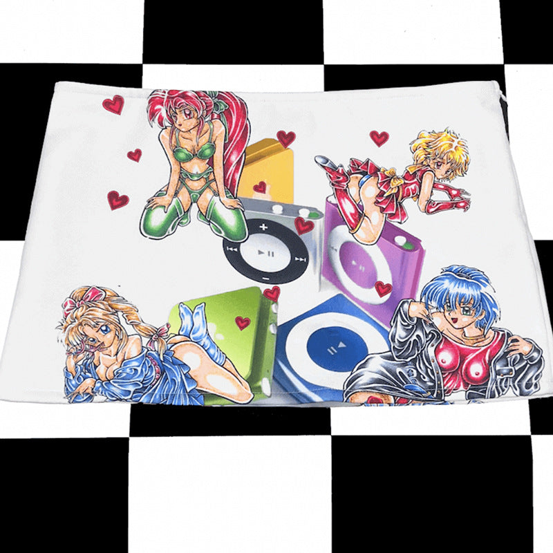 Y2K Girl Print Low-Waist Mini Skirt