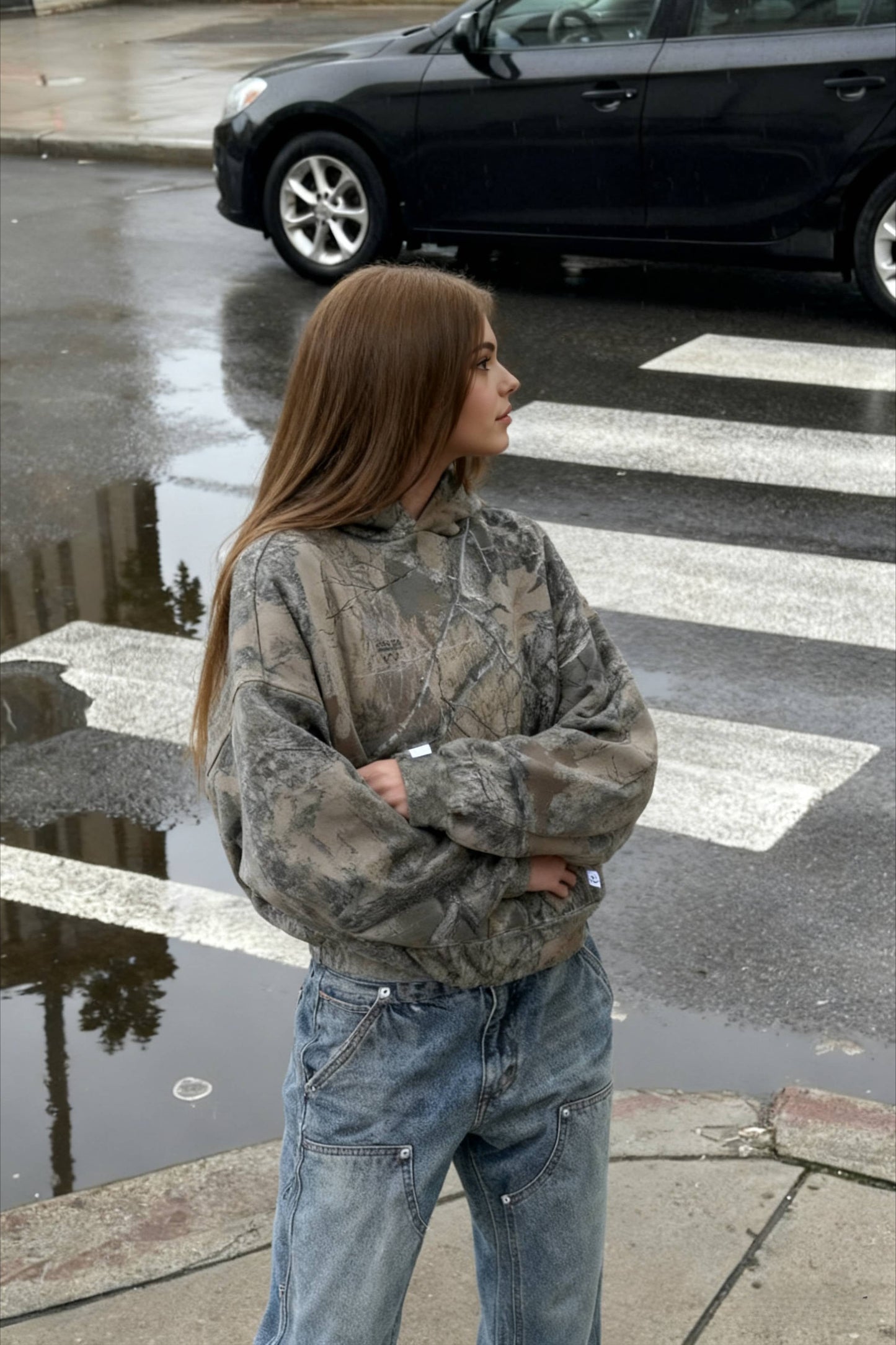 Camo Printed Oversized Hoodie