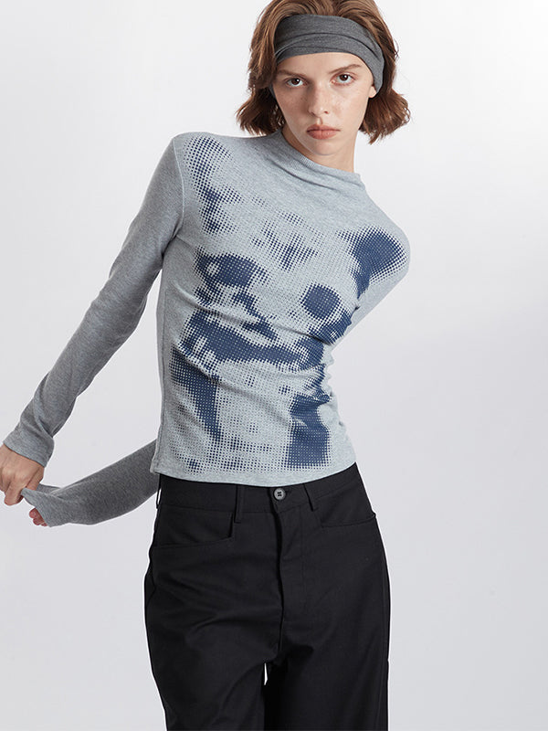 Cat Print Long Sleeves Tee