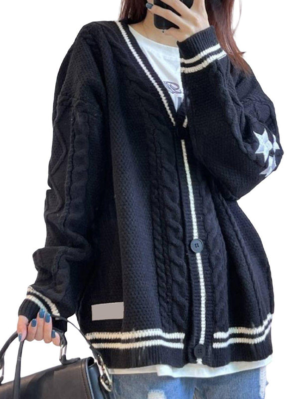 Bat Knitted Sweater Single Breasted Cardigan