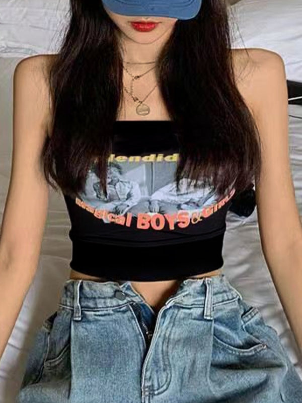 Alphabet Abstract Short Bandeau Top
