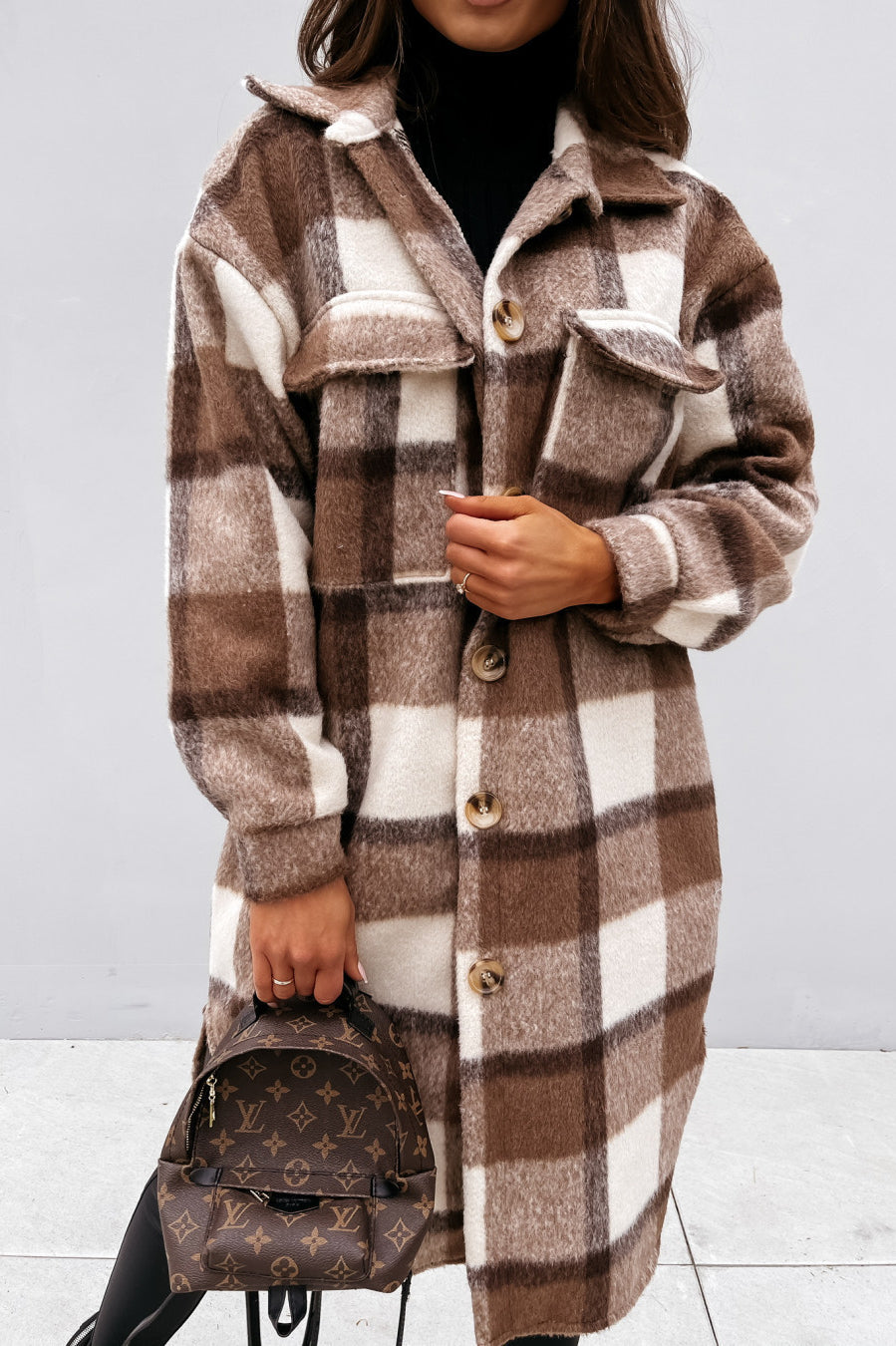 Plaid Button Down Shirt Coat