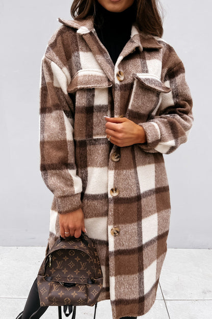 Plaid Button Down Shirt Coat