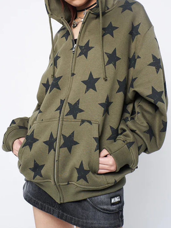 Star Print Oversized Hoodie