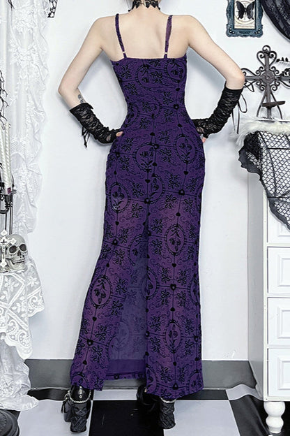 Sheer Floral Strap Gothic Dress