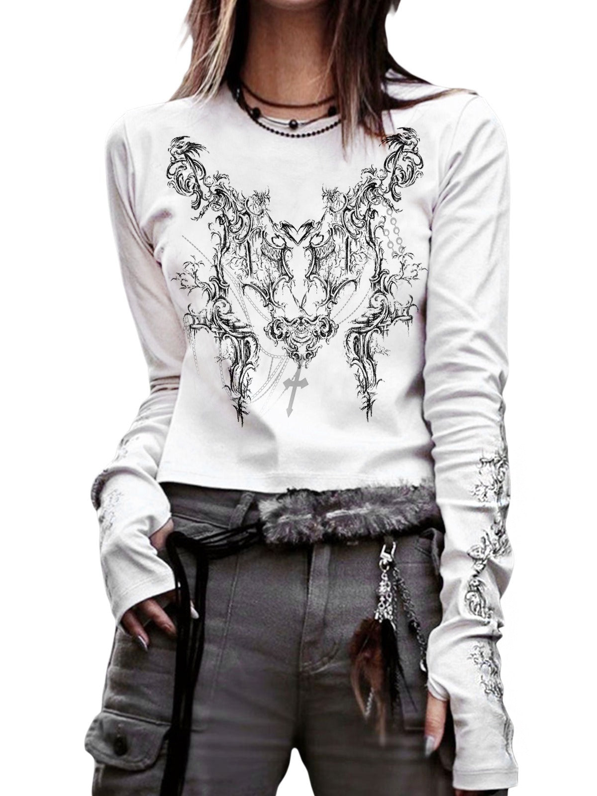 Gothic Long Sleeve Knit Top