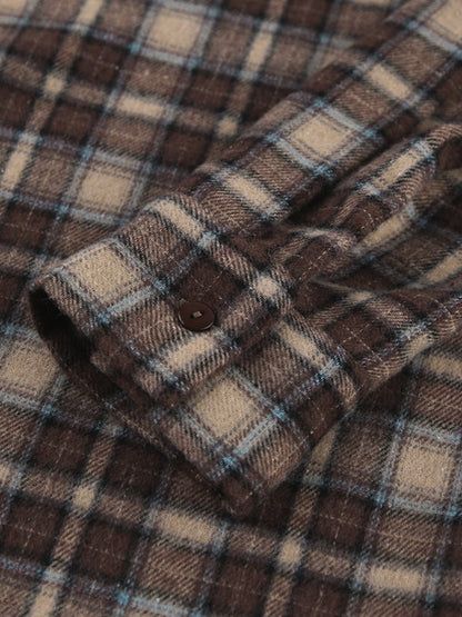 Vintage Plaid Print Long Sleeve Blouse