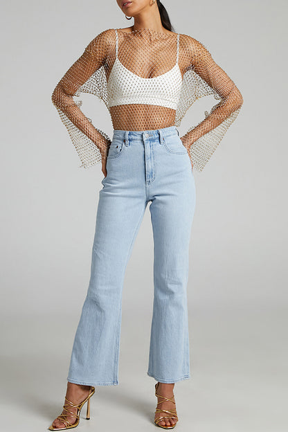 Best Layering Items Mesh Long Bell Sleeve Top