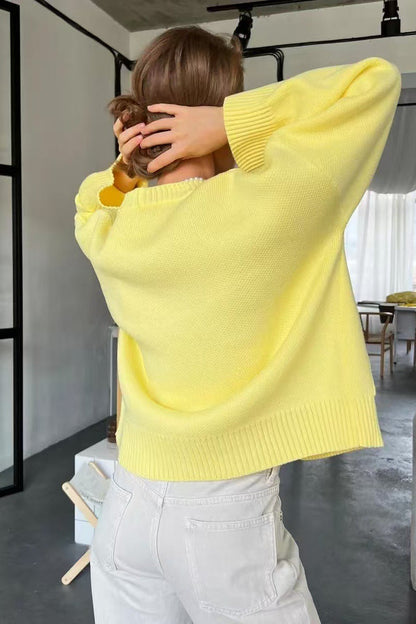 Loose Fit V Neck Cardigan Sweater