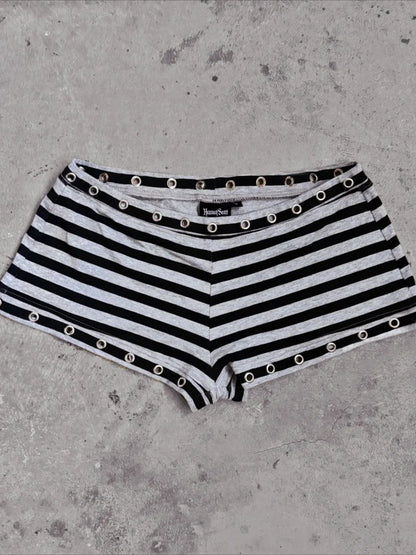 Edgy Subculture Y2K Striped Summer Shorts