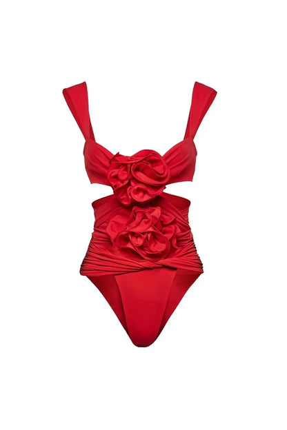 Conjunto de traje de baño con apliques florales