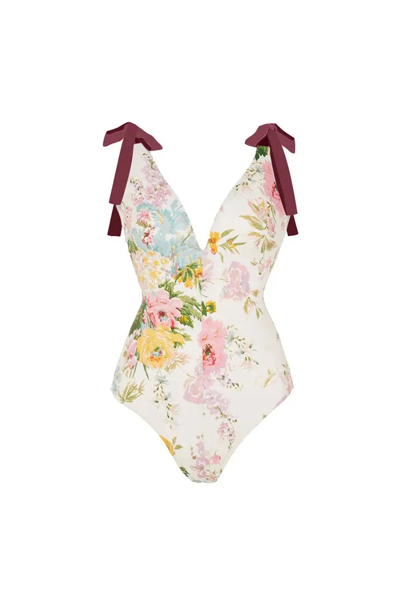 Conjunto de bikini sexy con lazo y apliques