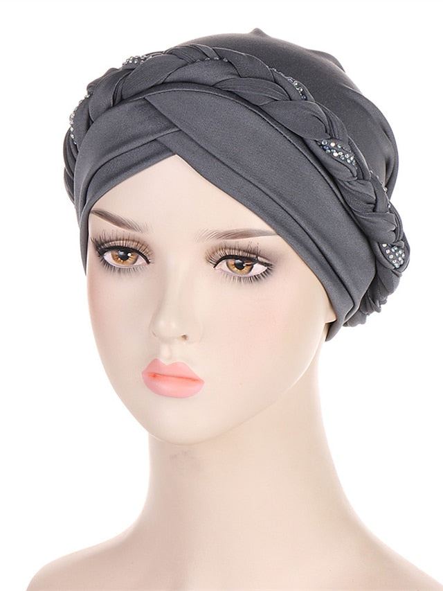 Comfortable Turban Cap for Women Soft Stretch Braid Muslim Hats Female Inner Hijab Caps Indian Bonnet Wrap Head Scarf for Women