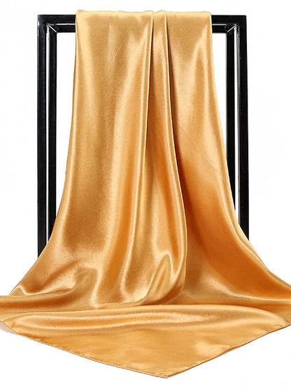 1pcs 90*90cm Solid Colors Neckerchief Hijab Scarf For Women Silk Satin Headband Hair Scarves Female Square Shawls Head Scarfs For Ladies for Women