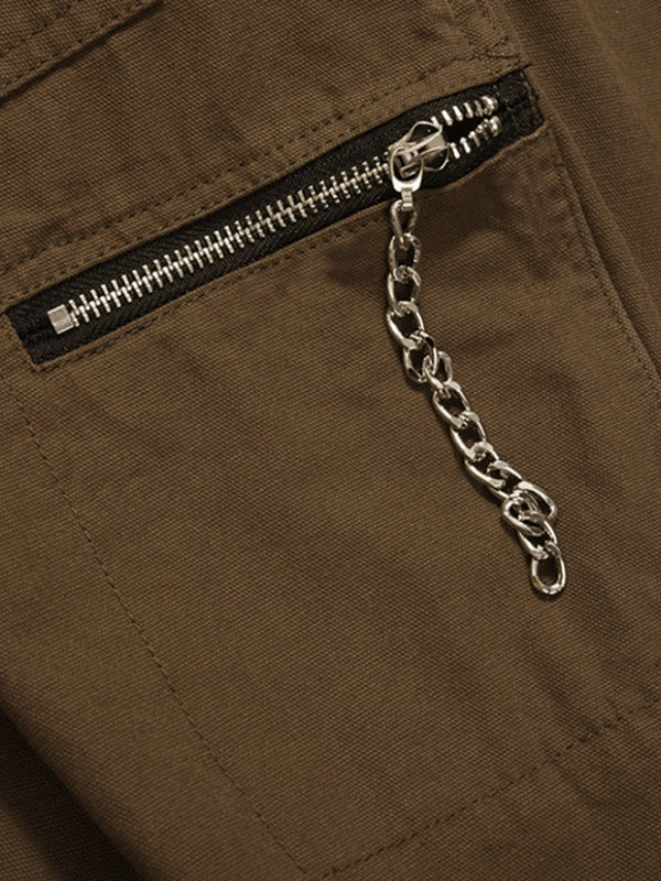 Casual Zipper Decor Cargo Pants