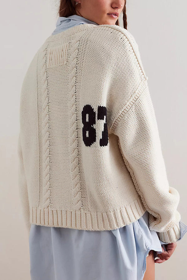 Fashionable Digital Jacquard Loose Long-sleeved Knit Sweater