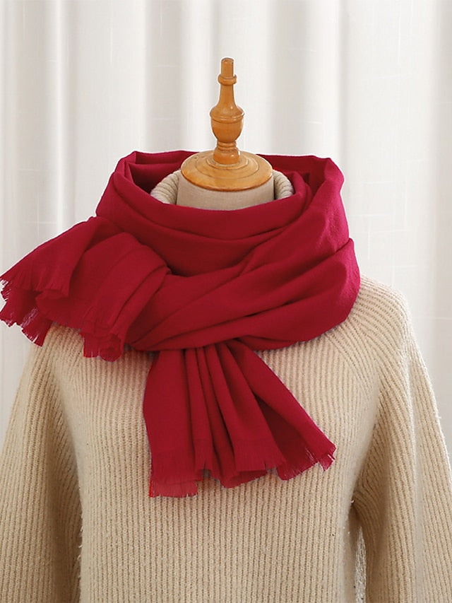 Shawls & Wraps Party Black Scarf Pure Color / Basic / Red / Fall / Winter / Imitation Cashmere for Women