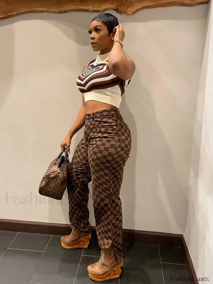 Casual Plaid Pants