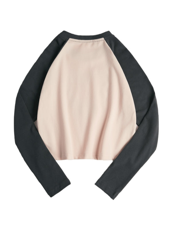 Blurred Heart Print Raglan Long Sleeve Tee