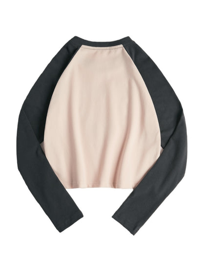 Blurred Heart Print Raglan Long Sleeve Tee