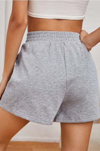Casual Elastic Waist Wide Leg Solid Shorts