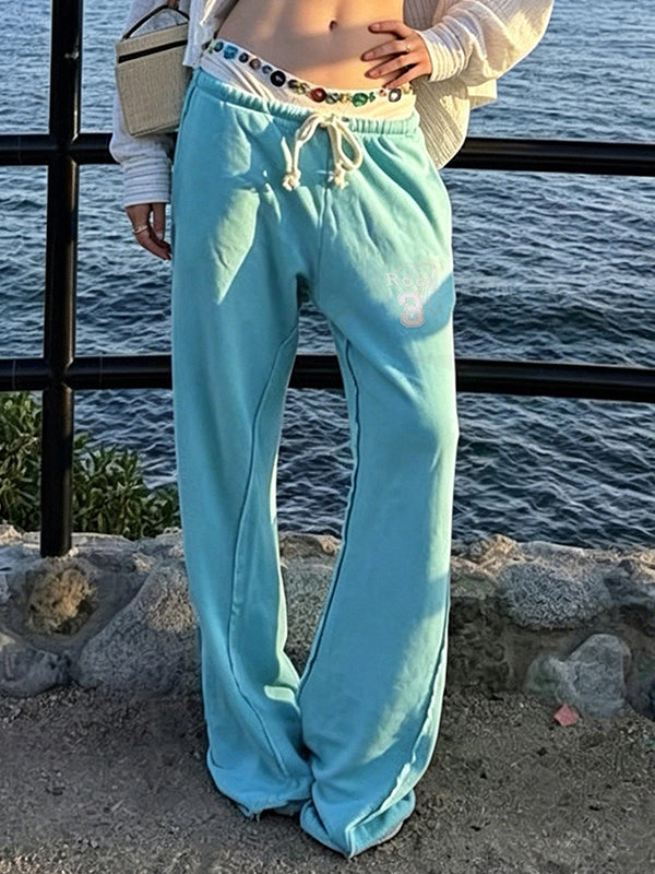 Numeric Alphabetical Prints Straight Leg Pants