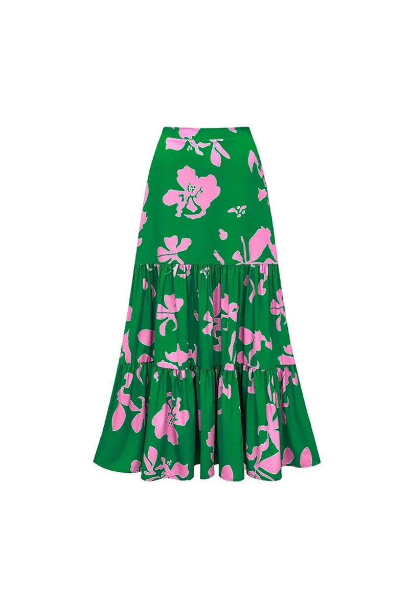Conjunto de traje de baño de resort con estampado floral
