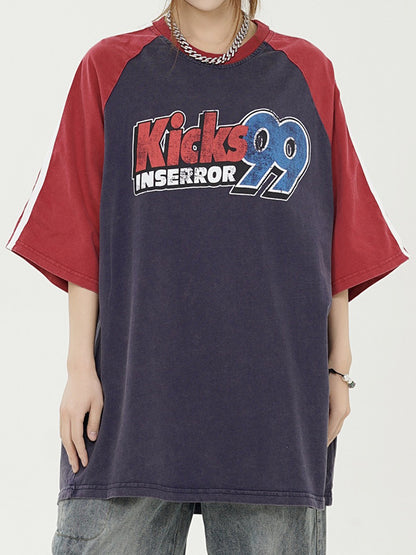 Raglan Sleeves Print Oversized Short Sleeve Tee