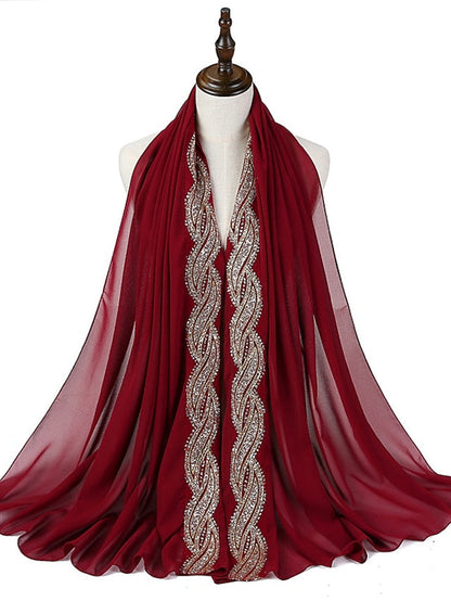 New Muslim Chiffon Hijab for Women Scarf with Sequins Femme Islam Glitter Headscarf Islamic Hijab Shawls Wraps for Women