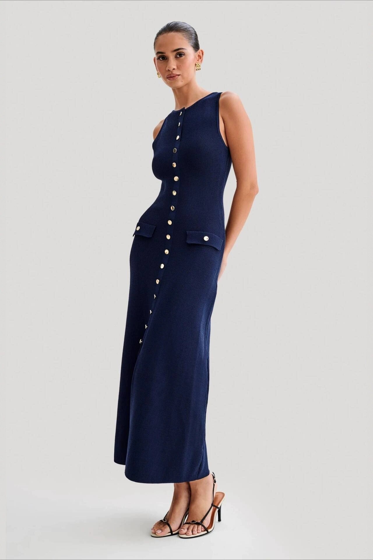 Sleeveless Round Neck Knit Sweater Dress