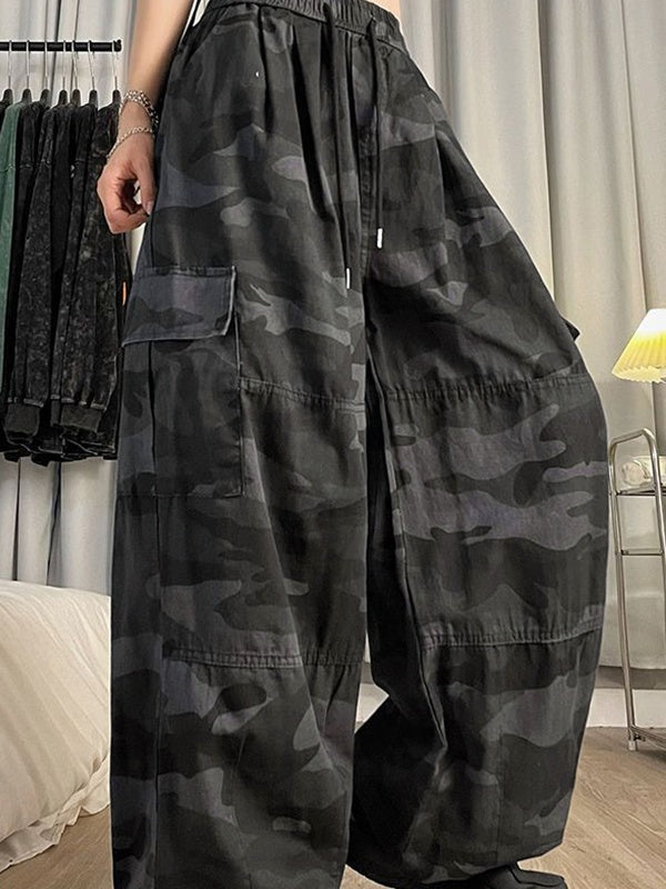 Camouflage Print Bound Feet Cargo Pants