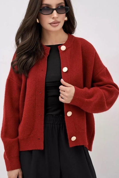 Solid Color Relaxed Knit Cardigan