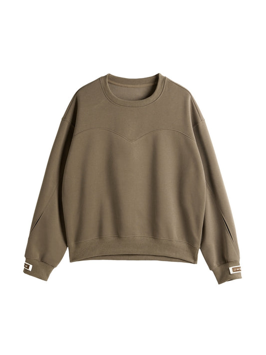 Solid Color Sleeve Embellished Oversized Hoodie