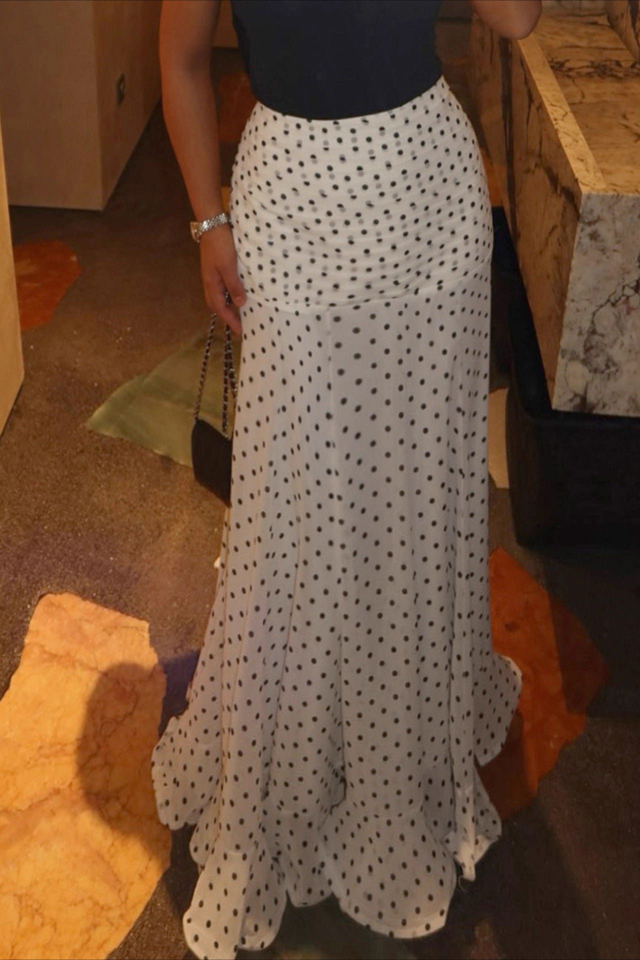 Ruffled Polka Dot Mermaid Skirt