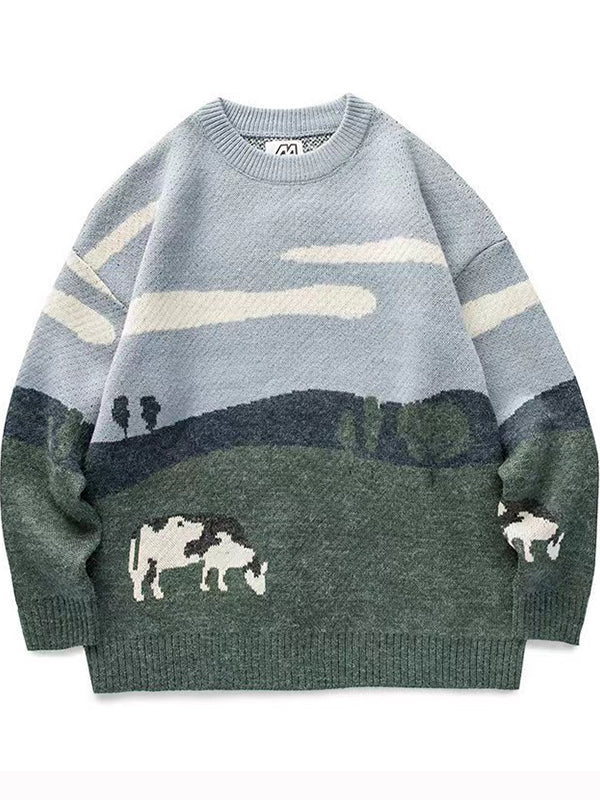 Cow Print Oversized Sweaters