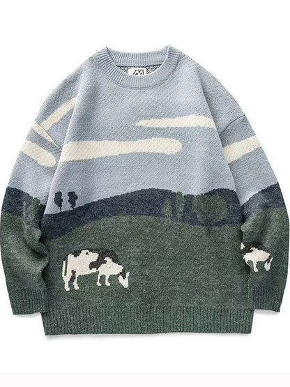 Cow Print Oversized Sweaters