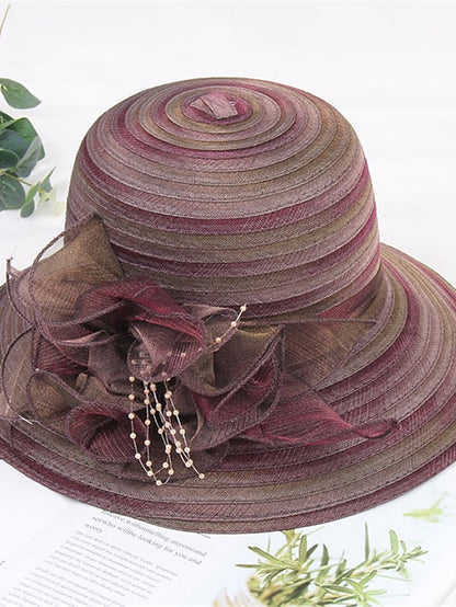 Hat Bucket Hat Sun Hat Blue Pink Wine Party Outdoor Dailywear Floral Floral Stripe Portable Windproof Comfort for Women