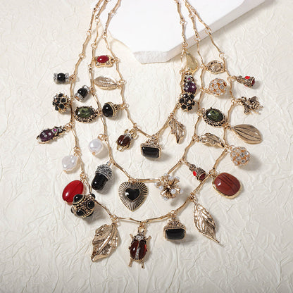 Vintage Multi-layered Odd-shaped Pendant Necklace