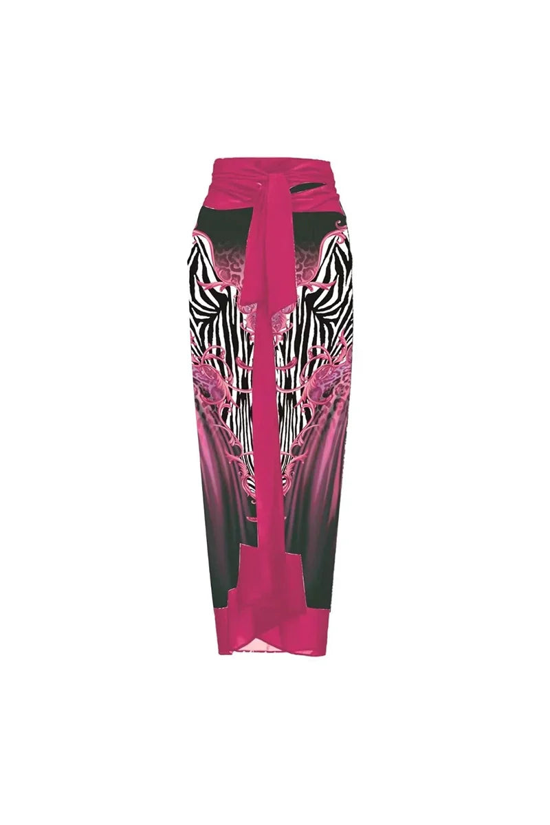 Traje de baño con estampado floral 3D de color magenta