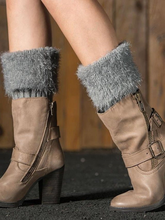 Leg Warmers Boot Cuffs Work Daily Solid Color Acrylic Fibers Basic Classic Warm 1 Pair for Women