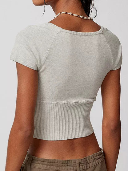 Square Neck Short Sleeve Knits