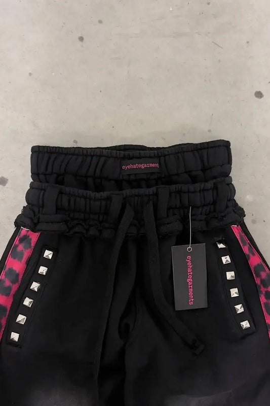 Black Pink Streetwear Wide Leg Denim Pants