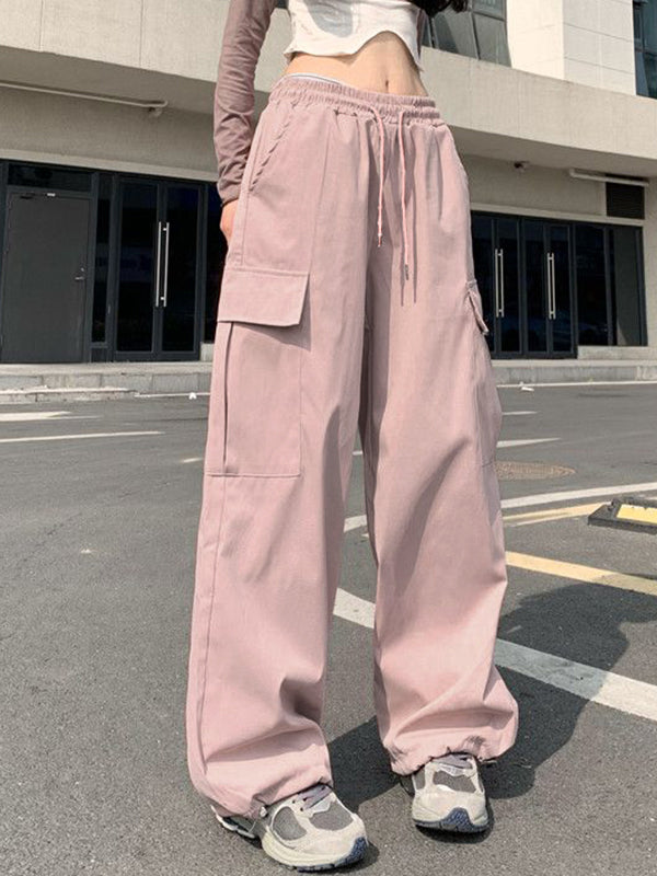 Street Pockets Drawstring Cargo Pants
